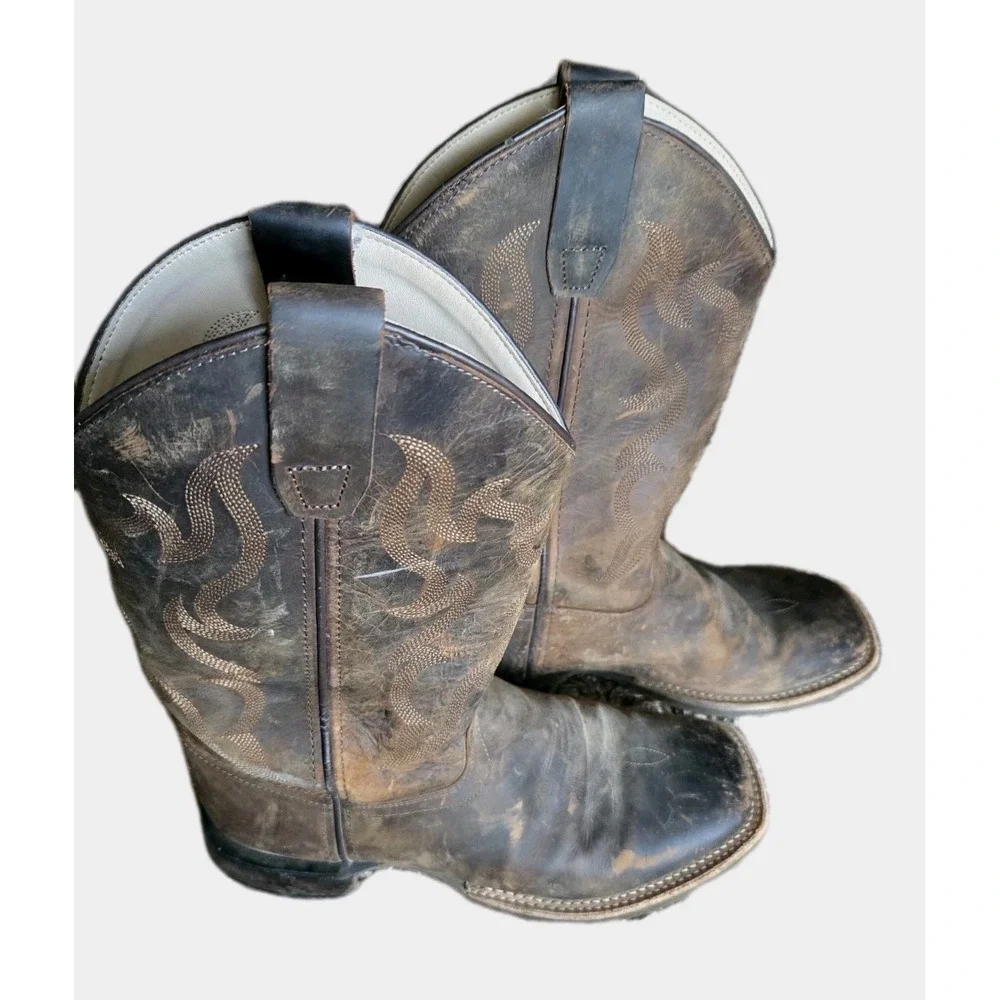 CODY JAMES Western Boot Boys Size 6 D Brown Leather Square‎ Toe Boot BBSC1904